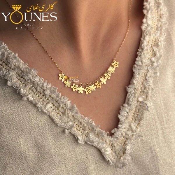 گردنبند طلا گلی پنج پر